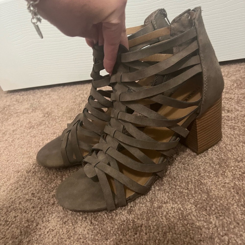 Maurices Brown Heeled Boots with Strappy Design